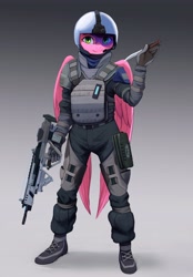 Size: 2856x4096 | Tagged: safe, artist:mrscroup, imported from derpibooru, oc, oc only, anthro, pegasus, plantigrade anthro, clothes, gun, knife, military uniform, solo, uniform, weapon