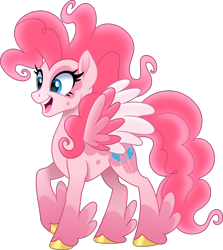 Size: 5000x5598 | Tagged: safe, artist:negatif22, imported from derpibooru, pinkie pie, pegasus, pony, leak, spoiler:g5, absurd resolution, female, g5, g5 concept leak style, g5 concept leaks, hooves, mare, movie accurate, pinkie pie (g5 concept leak), pinkie pie (g5), simple background, smiling, solo, spread wings, transparent background, unshorn fetlocks, vector, wings