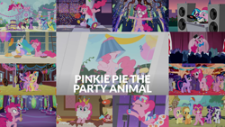 Size: 1982x1115 | Tagged: safe, edit, edited screencap, editor:quoterific, imported from derpibooru, screencap, amethyst star, applejack, cloud kicker, derpy hooves, dj pon-3, fluttershy, lemon hearts, lyra heartstrings, minuette, moondancer, pinkie pie, princess celestia, rainbow dash, rarity, sea swirl, seafoam, sparkler, spike, star hunter, twilight sparkle, twinkleshine, vinyl scratch, a bird in the hoof, a canterlot wedding, amending fences, celestial advice, friendship is magic, party of one, party pooped, pinkie pride, ponyville confidential, swarm of the century, sweet and elite, the best night ever, the crystalling, cake, collage, food, golden oaks library, mane seven, mane six, microphone, party cannon, speaker, speakers, twilight's castle