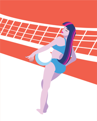 Size: 2401x3001 | Tagged: safe, artist:samoht-lion, imported from derpibooru, twilight sparkle, equestria girls, ball, beach, bikini, clothes, eyes closed, female, high res, minimalist, modern art, solo, sports, swimsuit, volleyball