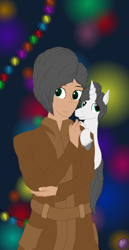 Size: 1020x1980 | Tagged: safe, artist:terminalhash, imported from derpibooru, oc, oc:leonlisov, human, pony, unicorn, abstract background, clothes, digital art, humanized, humanized oc, new year, paradox