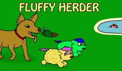 Size: 1024x600 | Tagged: safe, artist:foxhoarder, imported from derpibooru, dog, fluffy pony, asphyxiation, collar, dog collar, drowning, falling, feral fluffy pony, game, herding, running, video game