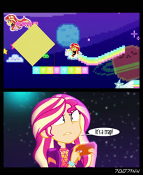 Size: 1288x1572 | Tagged: safe, edit, edited screencap, editor:teren rogriss, imported from derpibooru, screencap, sunset shimmer, equestria girls, equestria girls series, the last drop, spoiler:choose your own ending (season 2), spoiler:eqg series (season 2), it's a trap, the last drop: sunset shimmer, video game