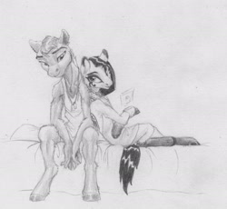 Size: 2456x2262 | Tagged: safe, artist:joestick, imported from derpibooru, oc, oc only, anthro, pony, unguligrade anthro, clothes, female, happy, looking at each other, male, sheet