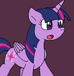 Size: 684x704 | Tagged: safe, artist:cmara, imported from derpibooru, twilight sparkle, alicorn, pony, female, mare, open mouth, purple background, simple background, solo, twilight sparkle (alicorn)