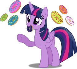 Size: 4488x4049 | Tagged: safe, artist:anime-equestria, imported from derpibooru, twilight sparkle, alicorn, pony, cute, donut, female, food, horn, mare, mouth hold, simple background, solo, transparent background, twiabetes, twilight sparkle (alicorn), vector, wings