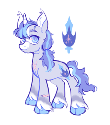 Size: 1117x1276 | Tagged: safe, artist:occultusion, artist:onionpwder, imported from derpibooru, shining armor, pony, unicorn, alternate color palette, alternate cutie mark, alternate design, alternate hairstyle, cloven hooves, ear tufts, g4, male, markings, ponytail, redesign, scar, scarred, simple background, solo, stallion, stubble, unshorn fetlocks, white background