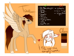 Size: 1600x1200 | Tagged: safe, artist:minelvi, imported from derpibooru, oc, oc only, pegasus, pony, blushing, bust, cheek squish, colored hooves, duo, heart, pegasus oc, reference sheet, smiling, squishy cheeks, two toned wings, wings