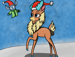 Size: 2302x1754 | Tagged: safe, artist:nguyendeliriam, imported from derpibooru, velvet reindeer, elf, them's fightin' herds, christmas, community related, hat, holiday, santa hat, velvet (tfh)