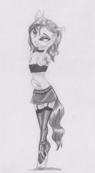 Size: 2092x3831 | Tagged: safe, artist:joestick, imported from derpibooru, oc, oc only, anthro, pony, unguligrade anthro, unicorn, clothes, female, looking at you, shoes, socks, solo, solo female, stockings, thigh highs