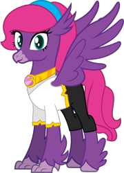 Size: 1350x1878 | Tagged: safe, alternate version, artist:andrevus, derpibooru exclusive, imported from derpibooru, oc, oc only, oc:pinkmane, classical hippogriff, hippogriff, clothes, hairband, hippogriffied, jewelry, necklace, simple background, solo, species swap, transparent background