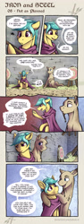 Size: 2336x6207 | Tagged: safe, artist:helmie-art, artist:helmie-d, imported from derpibooru, oc, oc:karoline skies, oc:raido, comic:iron and steel, cloak, clothes, comic, fantasy, female, male, mare, stallion, viking