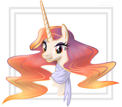 Size: 2292x2000 | Tagged: safe, artist:magnusmagnum, imported from derpibooru, oc, oc:princess dayfall, alicorn, alicorn oc, bust, clothes, ethereal mane, eyeshadow, female, gradient mane, horn, looking at you, makeup, mare, scarf, shade, simple background, smiling, smiling at you, transparent background, wings