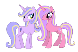 Size: 3000x2000 | Tagged: artist needed, safe, imported from derpibooru, oc, oc only, oc:candy floss, oc:soft silk, pony, unicorn, derpibooru community collaboration, 2021 community collab, couple, cute, duo, eyelashes, female, high res, mare, multicolored eyes, purple eyes, show accurate, simple background, transparent background