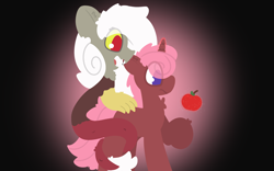 Size: 4000x2500 | Tagged: safe, artist:moonydusk, imported from derpibooru, discord, oc, oc:rose tint, draconequus, pony, unicorn, fanfic:that time i got reincarnated as a pony, apple, duo, eris, female, food, high res, horn, male, rule 63, stallion, unicorn oc