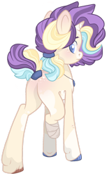 Size: 1024x1678 | Tagged: safe, artist:ninjagobrony287, imported from derpibooru, oc, oc only, oc:dazzling opal, pony, unicorn, butt, coat markings, colored hooves, colored pupils, female, horn, jewelry, looking back, magical lesbian spawn, mare, missing limb, necklace, offspring, parent:applejack, parent:starlight glimmer, parents:glimmerjack, plot, rear view, simple background, socks (coat marking), socks (coat markings), solo, transparent background, unicorn oc