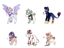 Size: 1280x960 | Tagged: safe, artist:jaysey, imported from derpibooru, oc, oc only, earth pony, pegasus, pony, unicorn, apron, bandage, bandaid, clothes, glasses, jacket, jewelry, leather jacket, leonine tail, magical gay spawn, magical lesbian spawn, muddy hooves, multicolored hair, neckerchief, necklace, offspring, parent swap au, parent:bow hothoof, parent:bright mac, parent:cloudy quartz, parent:cookie crumbles, parent:gentle breeze, parent:hondo flanks, parent:igneous rock, parent:igneous rock pie, parent:night light, parent:pear butter, parent:posey shy, parent:twilight velvet, parent:windy whistles, parents:brightbow, parents:brighthothoof, parents:gentleflanks, parents:igneouscrumbles, parents:pearquartz, parents:poseynight, parents:velvetwhistles, rainbow hair, scarf, simple background, transparent background