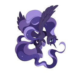 Size: 2000x2000 | Tagged: safe, alternate version, artist:drtuo4, imported from derpibooru, princess luna, alicorn, pony, female, high res, mare, profile, simple background, solo, spread wings, white background, wings