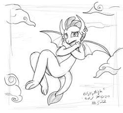 Size: 919x841 | Tagged: safe, artist:johnerose126, imported from derpibooru, smolder, dragon, monochrome, older, older smolder, solo, traditional art