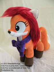 Size: 750x1000 | Tagged: safe, artist:makeshiftwings30, imported from derpibooru, oc, oc only, oc:vicki fox, earth pony, fox, fox pony, hybrid, pony, plushie, ponified, solo, vicki fox