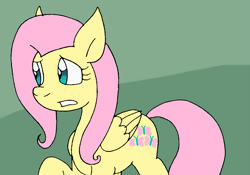 Size: 905x634 | Tagged: safe, artist:cmara, imported from derpibooru, fluttershy, pegasus, pony, female, gritted teeth, mare, raised hoof, solo, worried