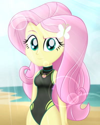 Size: 2000x2500 | Tagged: safe, alternate version, artist:aryatheeditor, derpibooru exclusive, imported from derpibooru, fluttershy, human, equestria girls, equestria girls series, adorasexy, beach, clothes, cute, determined, digital art, female, fluttershy's beach shorts swimsuit, fluttershy's one-piece swimsuit, geode of fauna, hairpin, jewelry, legless, looking at you, magical geodes, one-piece swimsuit, outfit, pendant, photo, sexy, sleeveless, solo, swimsuit, swimsuit edit, the ass was fat, thicc ass, thick, thighs, wetsuit