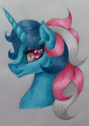 Size: 1125x1597 | Tagged: safe, artist:stormystica, imported from derpibooru, fizzy, pony, twinkle eyed pony, unicorn, bust, g1, portrait, profile, solo, traditional art