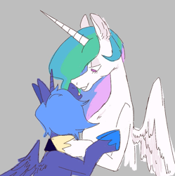 Size: 813x817 | Tagged: safe, artist:basidia, artist:casketprince, imported from derpibooru, princess celestia, princess luna, alicorn, pony, bedroom eyes, embrace, female, hug, imminent kissing, incest, lesbian, princest, s1 luna, shipping, simple background, sketch