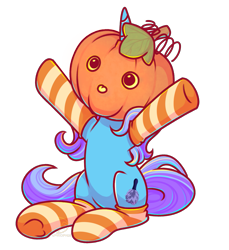 Size: 1833x2001 | Tagged: safe, artist:musicfirewind, artist:wavecipher, imported from derpibooru, oc, oc only, oc:untitled work, pony, :p, blepping, clothes, commission, cute, cutie mark, duster, female, horn, mare, pumpkin, simple background, sitting, socks, solo, striped socks, transparent background, ych result