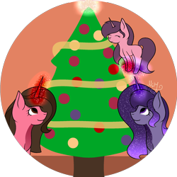 Size: 2000x2000 | Tagged: safe, artist:thecommandermiky, imported from derpibooru, oc, oc only, unicorn, decoration, hearth's warming eve, tree