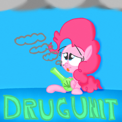 Size: 1024x1024 | Tagged: safe, artist:mr-degration, imported from derpibooru, pinkie pie, earth pony, pony, bong, drugs, female, marijuana, solo