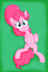 Size: 2048x3061 | Tagged: safe, artist:mr-degration, imported from derpibooru, pinkie pie, earth pony, pony, cute, female, grass, lying down, on back, solo