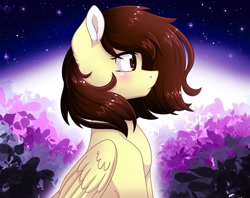 Size: 1024x809 | Tagged: safe, artist:whitehershey, imported from derpibooru, oc, oc only, oc:white hershey, pegasus, pony, blushing, female, solo