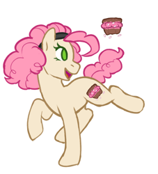 Size: 1024x1129 | Tagged: safe, artist:pomrawr, imported from derpibooru, oc, oc only, oc:cupwitch, earth pony, pony, cutie mark, female, hairband, mare, no pupils, offspring, parent:cheese sandwich, parent:pinkie pie, parents:cheesepie, simple background, solo, white background