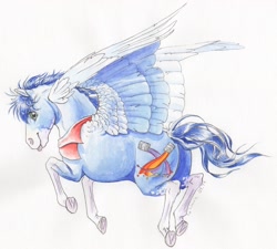 Size: 2612x2348 | Tagged: safe, artist:lady-limule, imported from derpibooru, oc, oc only, pegasus, pony, clothes, pegasus oc, scarf, solo, traditional art, wings