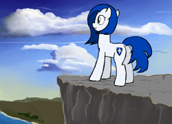 Size: 1132x821 | Tagged: safe, artist:lazymort, imported from derpibooru, oc, oc only, pony, cliff, norway, sky, solo