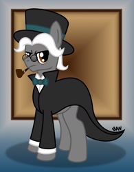 Size: 1232x1580 | Tagged: safe, artist:banquo0, imported from derpibooru, oc, earth pony, pony, bowtie, glasses, hat, male, pipe, solo, stallion, top hat