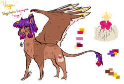 Size: 1280x867 | Tagged: safe, artist:ayartzramen, imported from derpibooru, oc, oc only, oc:vega star lasagna, hybrid, pony, female, glasses, horns, interspecies offspring, leonine tail, offspring, parent:discord, parent:twilight sparkle, parents:discolight, reference sheet, simple background, solo, transparent background