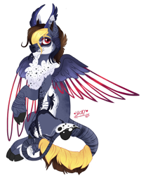 Size: 1920x2312 | Tagged: safe, artist:nightingalewolfie, imported from derpibooru, oc, oc only, oc:valentini thornton, original species, alpharian, male, simple background, solo, transparent background