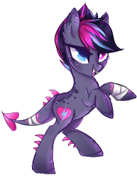 Size: 885x1149 | Tagged: safe, artist:misspinka, imported from derpibooru, oc, oc only, dracony, dragon, hybrid, pony, female, heterochromia, simple background, solo, transparent background