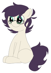 Size: 1400x2000 | Tagged: safe, artist:minus, derpibooru exclusive, imported from derpibooru, oc, oc only, earth pony, pony, derpibooru community collaboration, 2021 community collab, colored, colt, cute, digital art, foal, glasses, green eyes, happy, male, simple background, sitting, smiling, solo, transparent background, vector