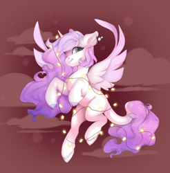 Size: 1700x1729 | Tagged: safe, artist:shady-bush, imported from derpibooru, oc, oc only, alicorn, pegasus, pony, christmas, christmas lights, female, holiday, mare, solo