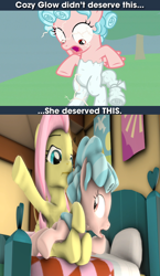 Size: 592x1024 | Tagged: artist needed, safe, edit, imported from derpibooru, screencap, cozy glow, fluttershy, pegasus, pony, the ending of the end, 3d, butt, cozy deserved this, cozy glow deserved this, cozy glow drama, drama, female, filly, foal, mare, over the knee, plot, punish the villain, source filmmaker, spanking, wrong aspect ratio