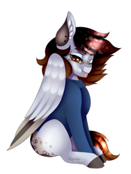 Size: 2400x3200 | Tagged: safe, artist:minelvi, imported from derpibooru, oc, oc only, pegasus, pony, :p, clothes, colored hooves, one eye closed, pegasus oc, simple background, sitting, solo, tongue out, transparent background, wings, wink