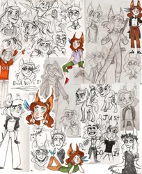 Size: 882x1080 | Tagged: safe, artist:varenikc, imported from derpibooru, oc, oc only, human, pony, clothes, female, freckles, goggles, humanized, humanoid, mare, sketch, sketch dump, smiling, solo, sunglasses, traditional art