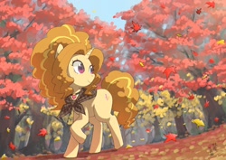 Size: 2048x1448 | Tagged: safe, artist:yanamosuda, imported from derpibooru, adagio dazzle, pony, unicorn, equestria girls, equestria girls series, adoragio, autumn, autumn leaves, clothes, cute, equestria girls ponified, forest, leaf, leaves, ponified, scarf, solo, species swap, tree