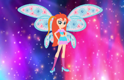 Size: 1152x748 | Tagged: safe, artist:selenaede, artist:user15432, imported from derpibooru, fairy, human, equestria girls, barely eqg related, base used, believix, bloom (winx club), blue wings, clothes, crossover, equestria girls style, equestria girls-ified, fairy wings, fingerless gloves, gloves, hand on hip, hands on hip, high heels, rainbow s.r.l, shoes, solo, wings, winx club