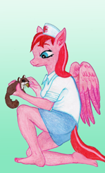 Size: 1838x3027 | Tagged: safe, artist:fermin-tenava, imported from derpibooru, oc, oc only, oc:molly rose, anthro, pegasus, plantigrade anthro, squirrel, dormouse, female, nurse, solo, solo female