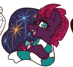 Size: 1018x942 | Tagged: safe, artist:ruef, imported from derpibooru, tempest shadow, pony, unicorn, broken horn, clothes, fireworks, horn, scarf, smiling