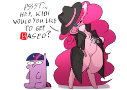 Size: 3508x2480 | Tagged: safe, artist:underpable, imported from derpibooru, pinkie pie, twilight sparkle, earth pony, semi-anthro, unicorn, based, chest fluff, chubbie pie, chubby, i can't believe it's not jargon scott, racism, simple background, squatpony, style emulation, twiggie, white background, z-word pass, 🅱